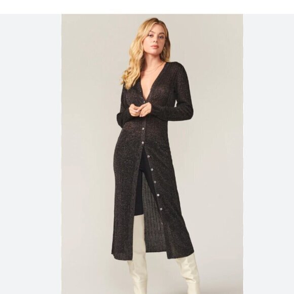 Alison Andrews Cardigan Dress Plus Size 3X Longline Ribbed Metallic - Picture 1 of 7